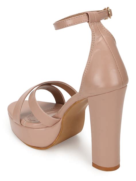 Nude PU Crossover High Block Heels (TC-SLC-B50-NUD) – Truffle Collection