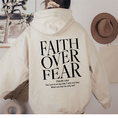 Faith Over Fear Hoodie Aesthetic Christian Hoodie With Words - Etsy