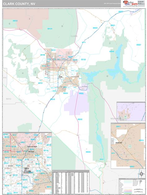 Clark County, NV Wall Map Premium Style by MarketMAPS - MapSales