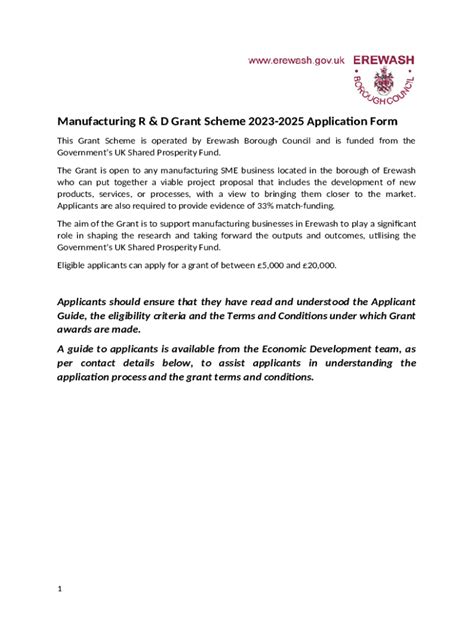 R&D Grant Scheme Applicants Guide Doc Template | pdfFiller