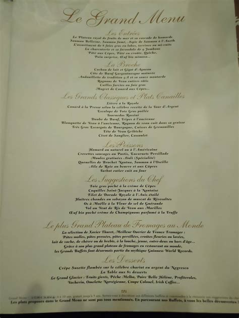 Menu at Les Grands Buffets restaurant, Narbonne, Rdpt de la Liberté