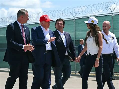 Trump tours 'Alligator Alcatraz' detention centre: Bunk beds, fenced-in ...