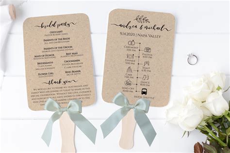 Wedding Fan Timeline and Program, Wedding Day Event Template ...