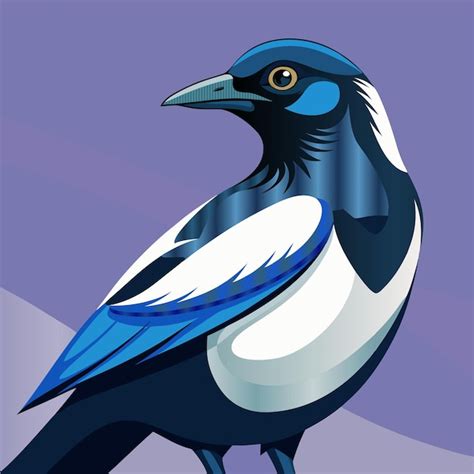 A blue and white bird with a white patch on its chest | Premium Vector