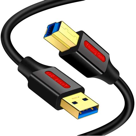 Yeung Qee USB 3.0 Cable A Male to B Male 1FT, Superspeed, Black ...