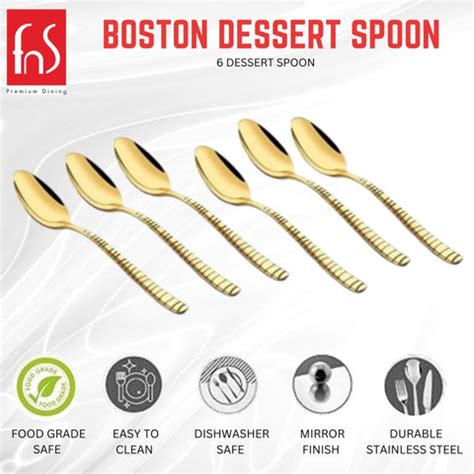 Buy FnS Boston 6 PCS Stainless Steel Gold Dessert Spoon