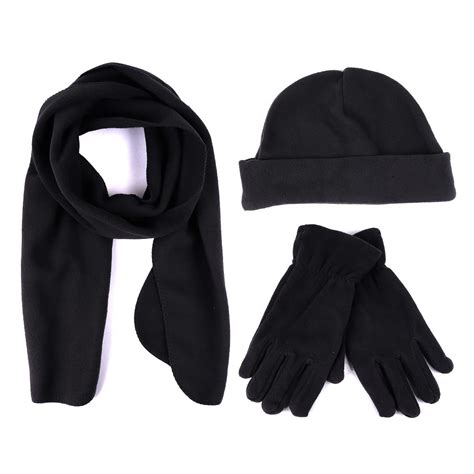 WESTEND Men's Warm Fleece Winter 3 PCS Set -Men's Hat, Scarf, Glove Set ...