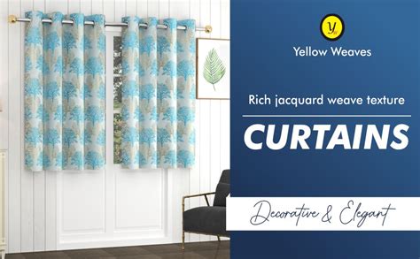 Buy Yellow Weaves Rich Jacquard Fabric Curtains for Window, Floral ...