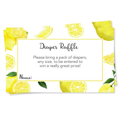 Lemonade Baby Shower Diaper Raffle Ticket Lemon Theme Diaper Party ...