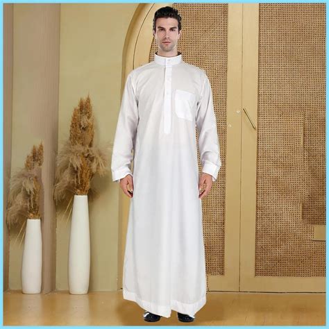 Men's Islamic Clothing Thobe Islamic Mens Clothing Kaftan Crew Stand ...