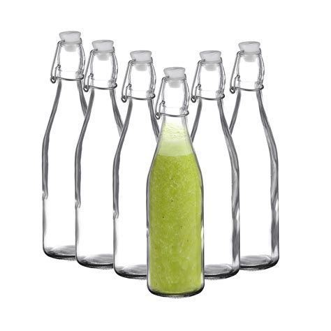 Buy Amisglass Flip Top Glass Bottle, 6-Pieces Classic Swing Top Glass ...