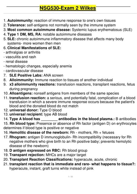 Exam 1 for nsg 530 ( 2025 update) advanced pathophysiology with ...