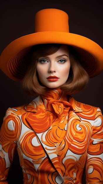 A woman wearing trendy high quality orange | Premium AI-generated image