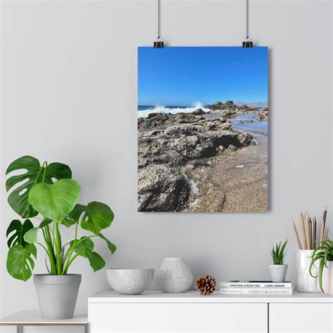 Rocky Crashing Ocean Beach Waves Wall Art Poster — Lanzarote on Canvas