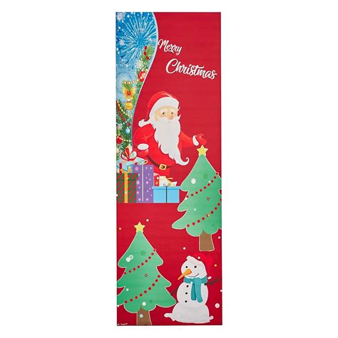 Celebright Christmas Floor Runner with Santa & Snowman Design - 180 x ...