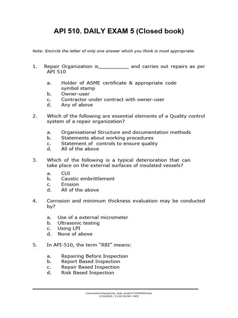 Image result for API 510 Exam Notes