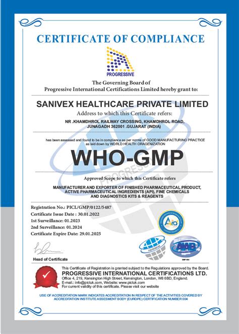Sanivex Health Care | Certificate