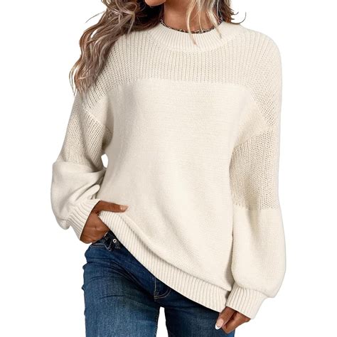 POTETI Warm Sweaters for Women Waffle Knit Casual Winter Pullover ...