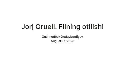 Jorj Oruell. Filning otilishi (hikoya) — Teletype