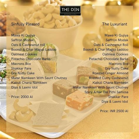 Menu at The Den Bengaluru, Bengaluru