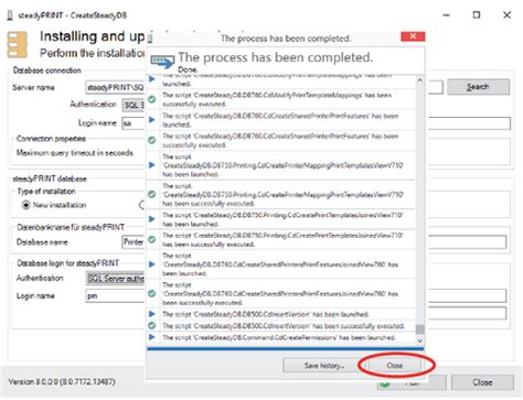Annex > Quick Installation Guide > Installation of the Database