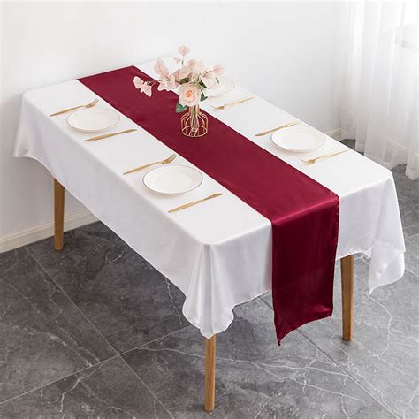 Satin Table Runners, 12x108 inch Table Runner for Party Wedding ...