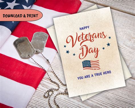 Veterans Day Card Printable, Thank You for Your Service: Veterans Day Card, Heroes, Veterans Day ...