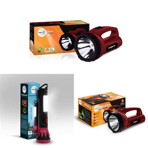 Buy Wipro Emerald Rechargeable Emergency Light (Red)&wipro 3W Radiant ...