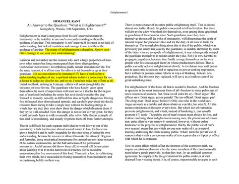 What is Enlightenment - Enlightenment 1 IMMANUEL KANT An Answer to the ...