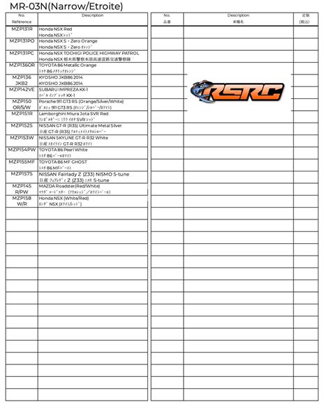 Image result for Mini-Z Body Compatibility Chart