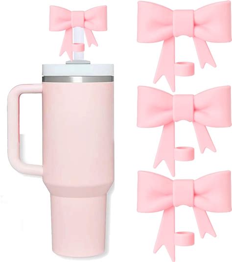 Amazon.com: Oddyami Bow Straw Covers Cap Toppers Compatible with Stanley Tumbler Cups, Cute Pink ...