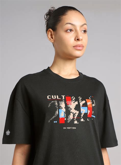 Buy Women's Black Stay In Motion T-shirt Online in India | Cult Store