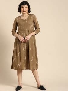 ANOUK Women Fit and Flare Brown Dress - Buy ANOUK Women Fit and Flare ...