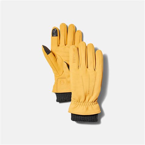 Leather Glove With Rib Cuff for Men in Yellow