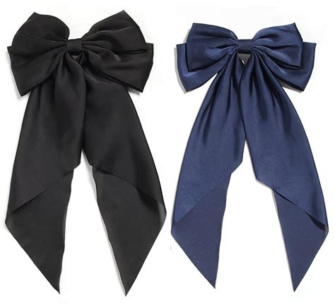 Ash & Roh® Big Satin Layered Hair Bows for Women Girls 11 Inch Barrette ...