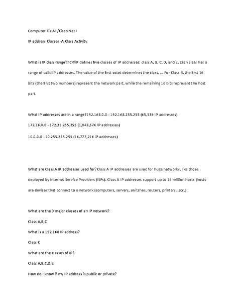 Image result for IP Address Sample Class A