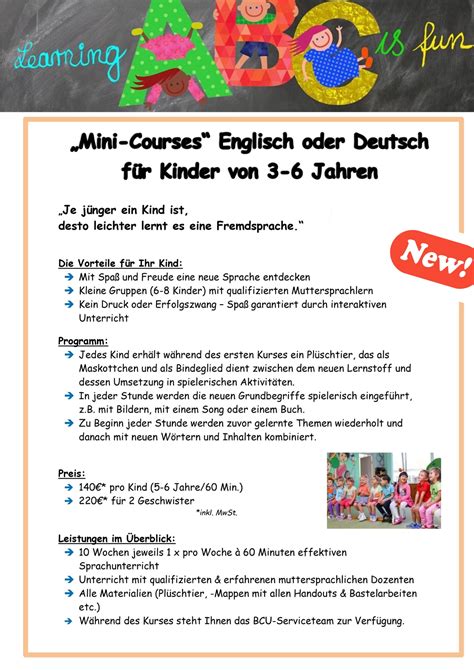 Sprachschule Regensburg - BCU — Mini-Course Englisch oder Deutsch