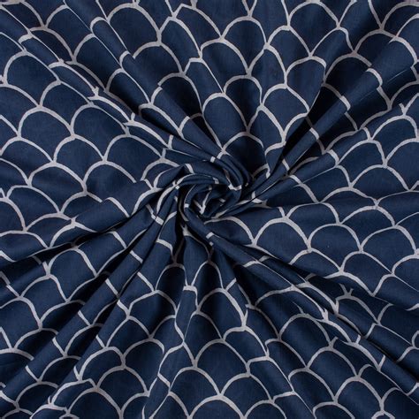 Indigo Pure Cotton Block Print Fabric Online at Dmaasa