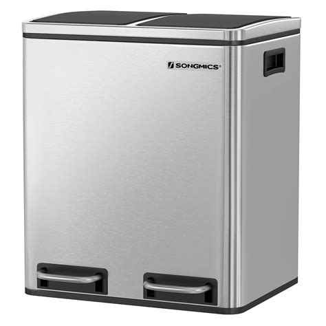 SONGMICS 8 Gallon Double Recycle Pedal Bin, 2 x 15L Trash Can with ...