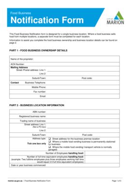 Food Business Notification Form (118 Kb) - SA.Gov.au - Marion Sa Gov ...