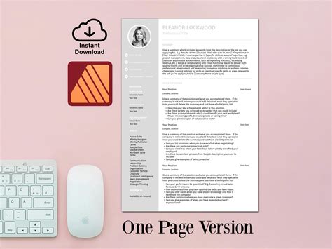 Affinity Publisher Editable Resume Template With Photo | Professional ...
