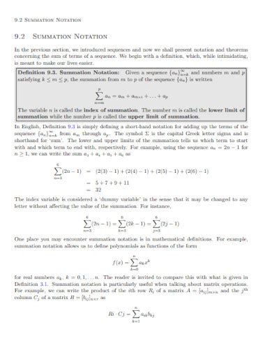 Image result for Summation Examples