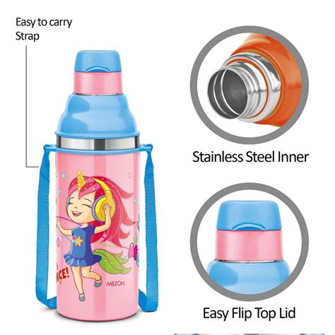 Buy Kool Stunner Stainless Steel School Water Bottle 400ML, 600ML - Milton