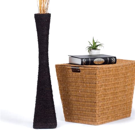Leewadee Large Wicker Floor Vase – Handmade Flower Holder Made of ...