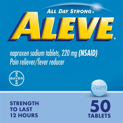 Aleve Tablets Naproxen Sodium Pain Reliever ‐ 50 Count - Walmart.com