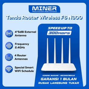 Promo Tenda F6 N300 Router Wireless 4 Antena Access Point 300 Mbps 2 ...
