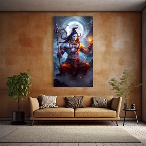 Powerful Lord Shiva Canvas Painting – Genie Art