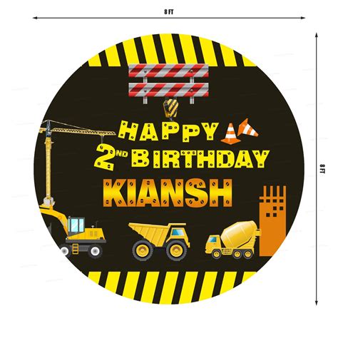 Construction Theme Customized Round Backdrop | Party supplies – Party ...