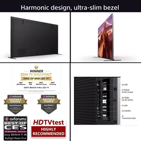 Sony Bravia 9 K75XR90PU (2024) QLED XR Mini LED HDR 4K Ultra HD Smart ...