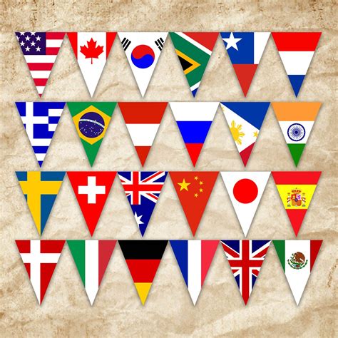 World Flags Printable Banner Includes 132 Flags in 3 Sizes ... - Worksheets Library